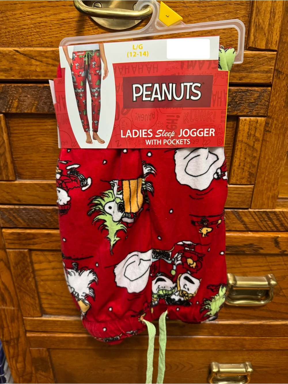 Peanuts Red Ladies Jogger Pants with Character Print